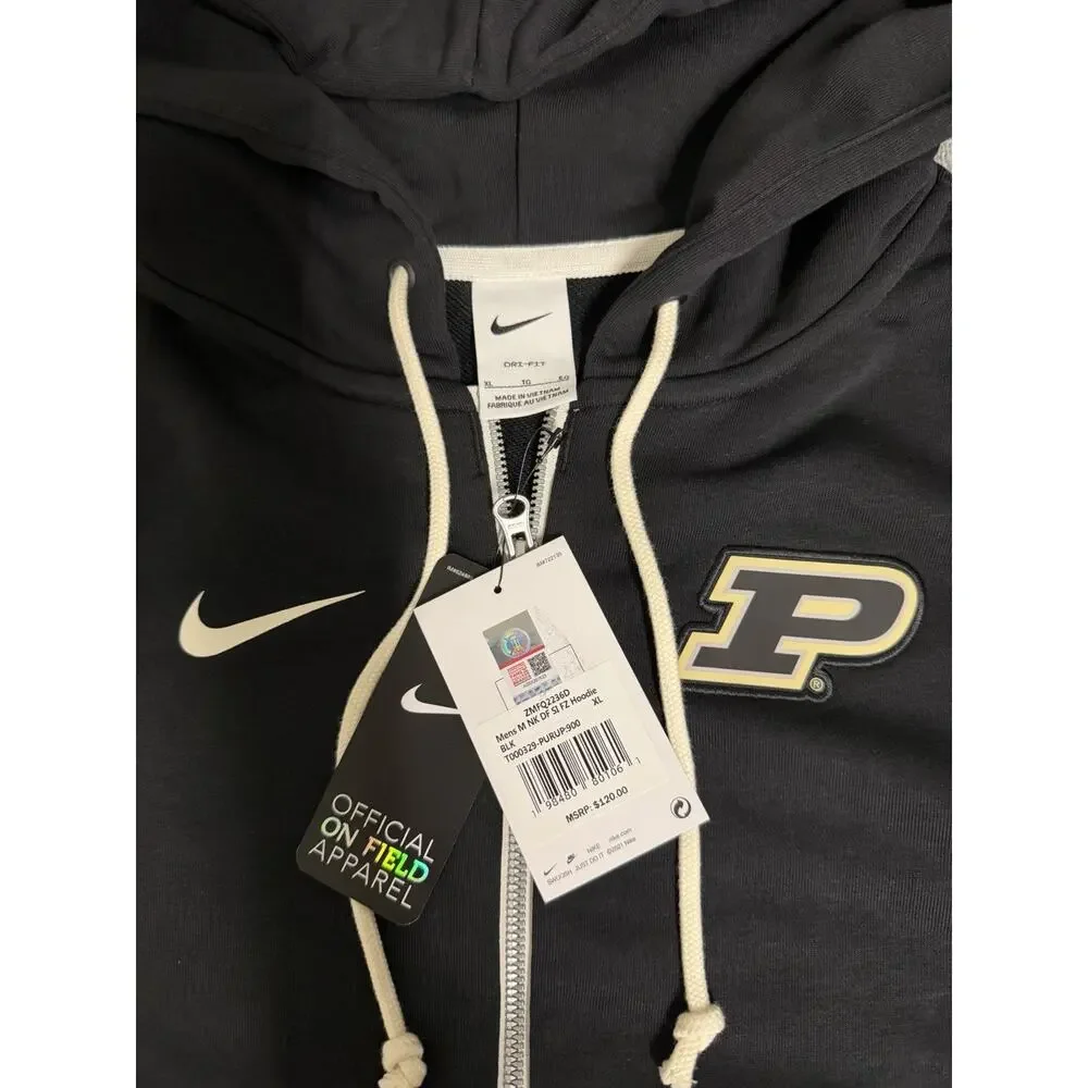 NWT Mens Nike Purdue Boilermakers 2025 Sideline Full Zip Dri Fit Hoodie XL Black